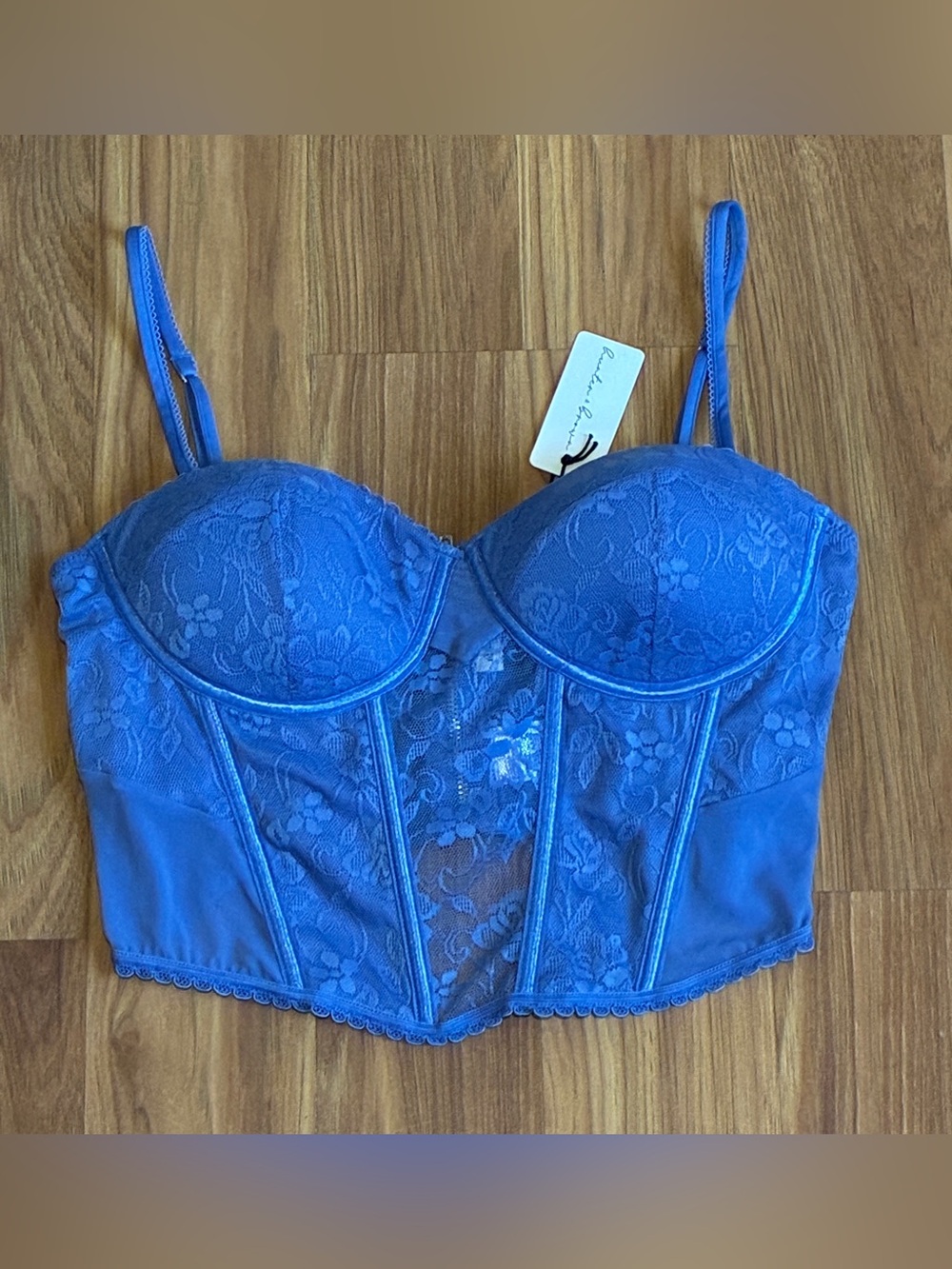 Hunter & Brown Royal Blue Lace Underwire
Corset Bustier Crop Top Sizs M